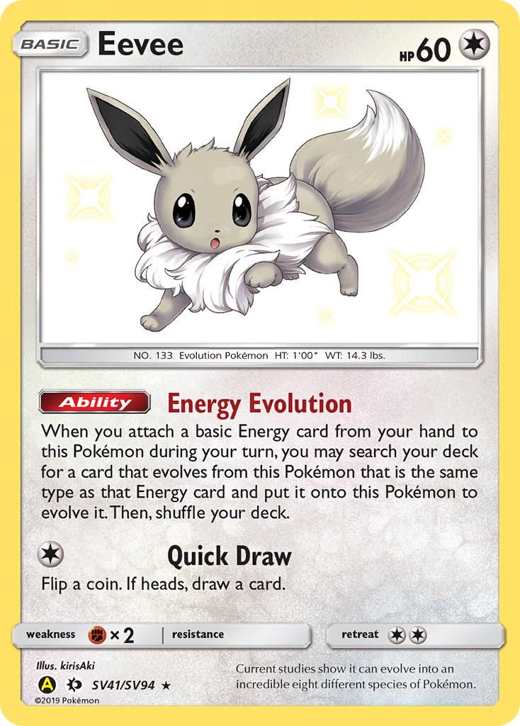 Hidden Fates Eevee Pokémon card